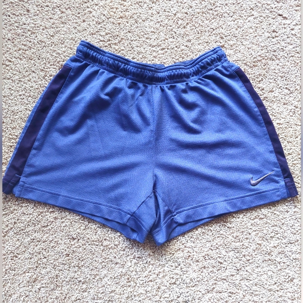 Nike Women’s Athletic Shorts in Blue with Dark Navy Side Stripes